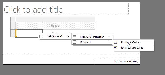 Configuring the column references for the table visual